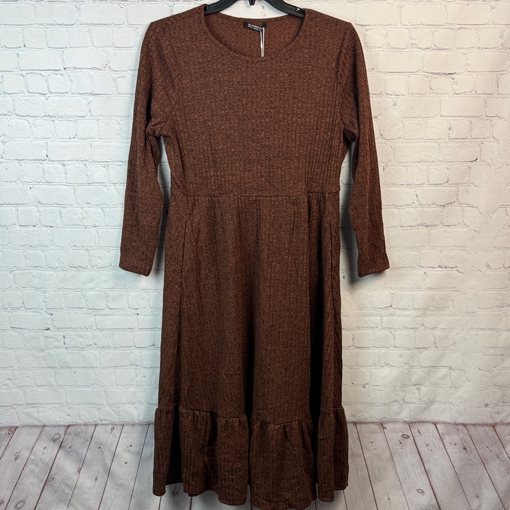 BloomChic Brown Long Sleeve Sweater Dress Plus 1X - Picture 2 of 7